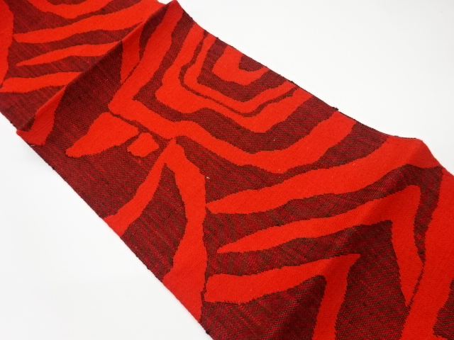 JAPANESE KIMONO / VINTAGE NAGOYA OBI / MAWATA TSUMUGI / WOVEN ABSTRACT PATTERN